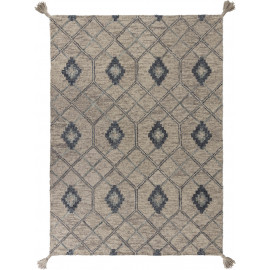 Tapis gris avec franges graphique ethnique Diego