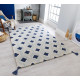 Tapis avec franges bleu design graphique Marco