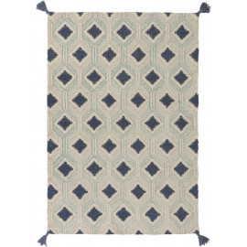 Tapis avec franges bleu design graphique Marco