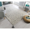 Tapis rectangle avec franges gris design graphique Pietro