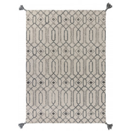 Tapis rectangle avec franges gris design graphique Pietro