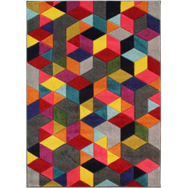 Tapis scandinave multicolore graphique pour salon Dynamic