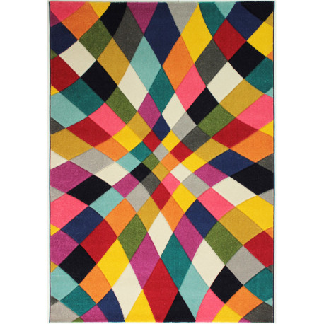 Tapis multicolore moderne rectangle à courtes mèches Rhumba