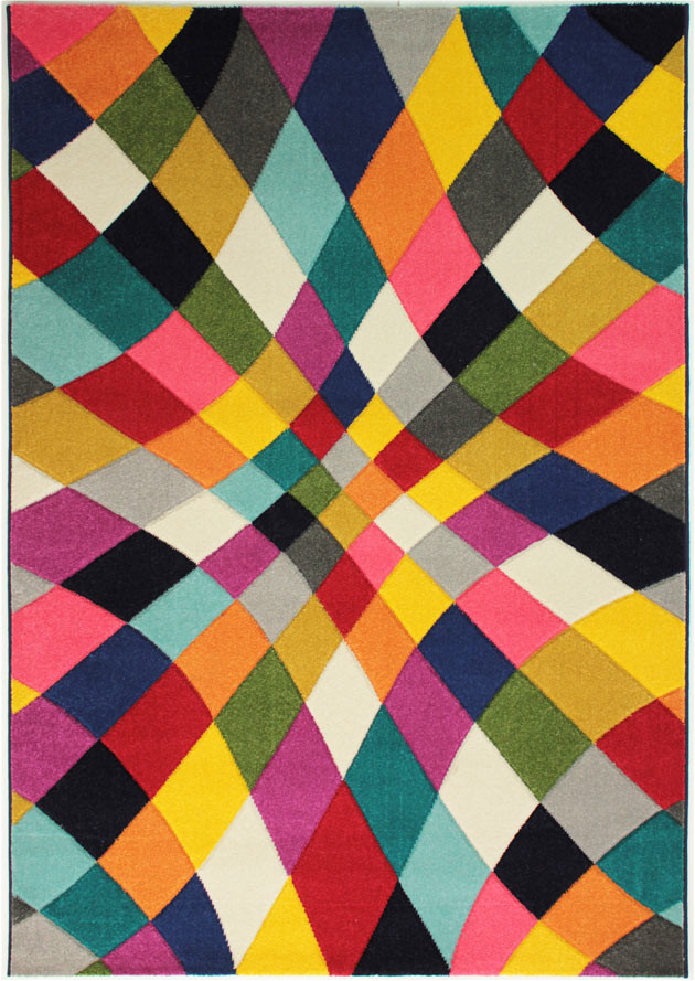 Tapis multicolore moderne rectangle à courtes mèches Rhumba