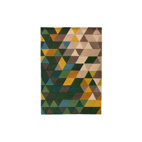 Tapis scandinave en laine géométrique multicolore Prism