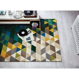 Tapis scandinave en laine géométrique multicolore Prism