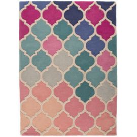 Tapis baroque rose rectangle à courtes mèches Rosella