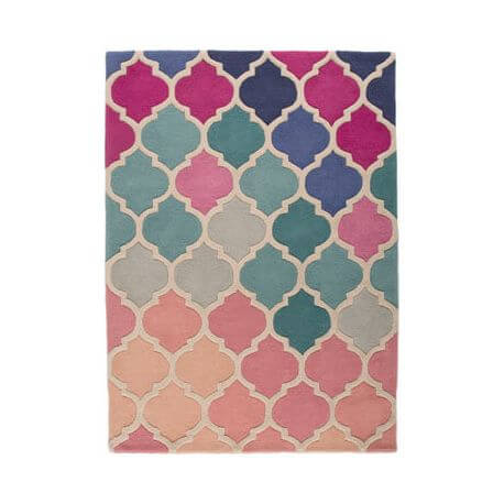 Tapis baroque rose rectangle à courtes mèches Rosella