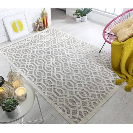 Tapis beige scandinave géométrique pour salon Mondo