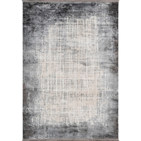 Tapis rayé argenté avec franges vintage rectangle Elysee