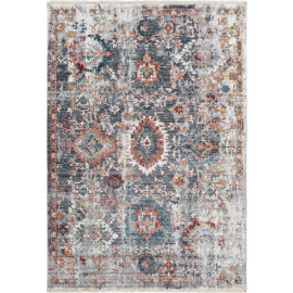 Tapis multicolore rectangle vintage avec franges rayé Glendale