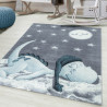 Tapis bleu pour chambre d'enfant rectangle Dino