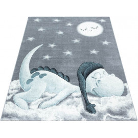 Tapis bleu pour chambre d'enfant rectangle Dino