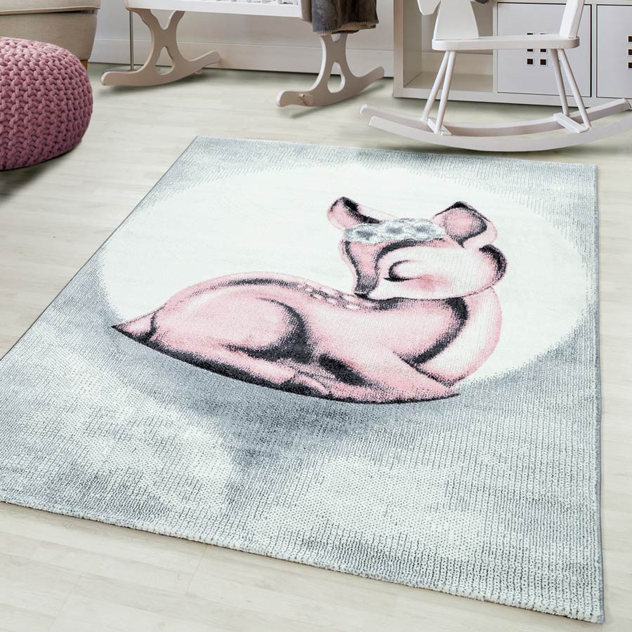 Tapis pour chambre d'enfant rose rectangle Bamba