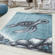 Tapis rectangle pour chambre d'enfant bleu Tortue