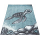 Tapis rectangle pour chambre d'enfant bleu Tortue