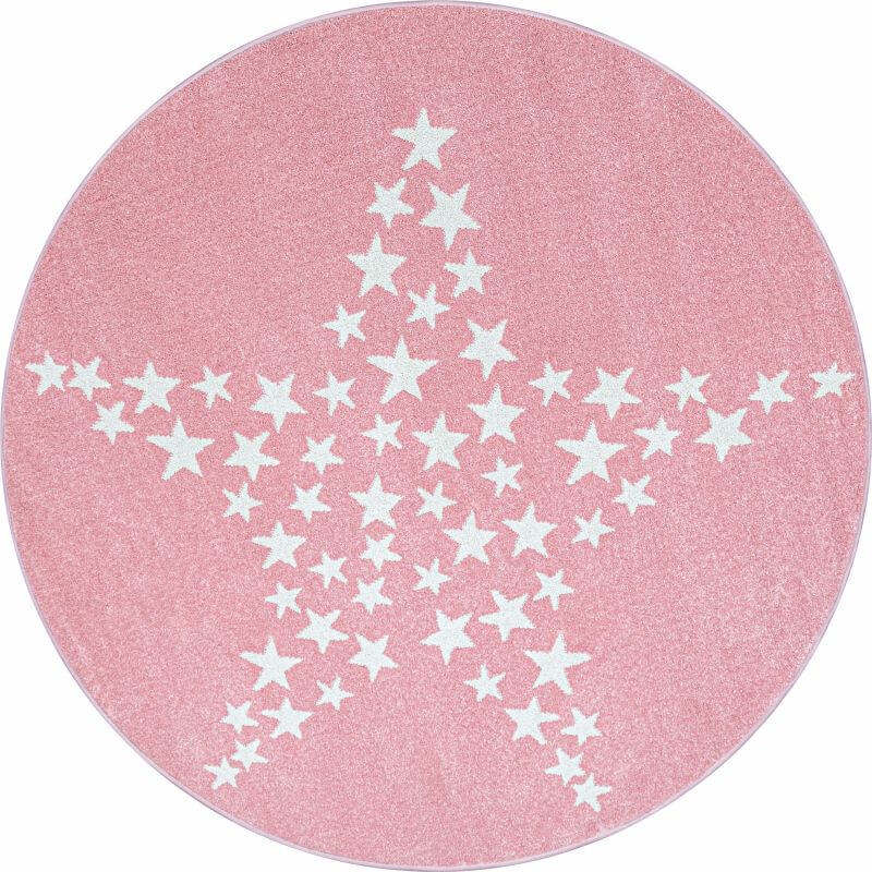  Tapis doux rose  pour enfant rond Stars