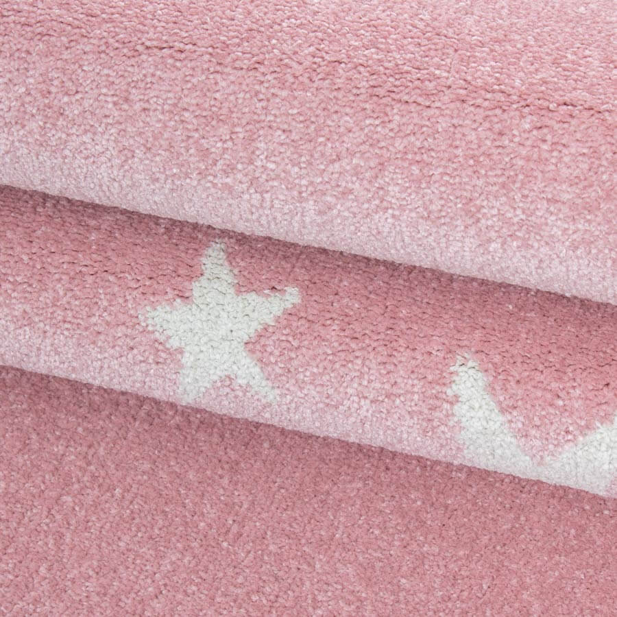  Tapis doux rose  pour enfant rond Stars