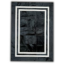 Tapis contemporain en peau de vache noir et blanc plat Conti