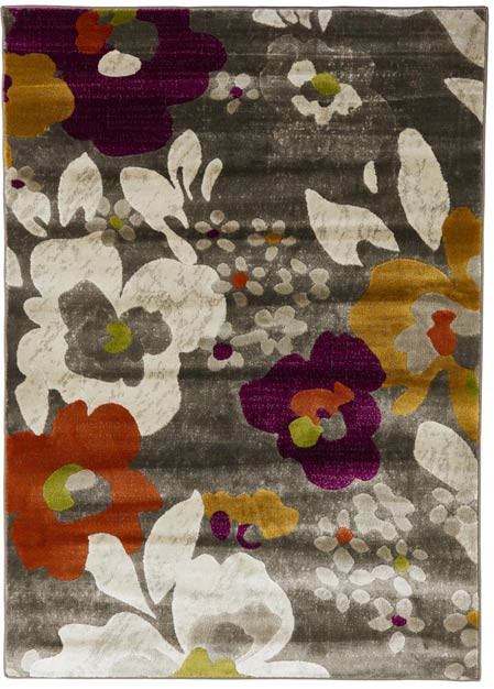 Tapis floral rectangle en polypropylène multicolore Velletri
