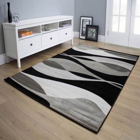 Tapis salon design tapis moderne or noir