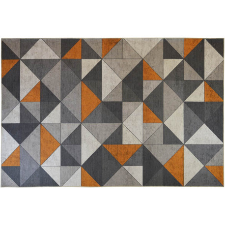 Tapis lavable en machine gris scandinave graphique Savone
