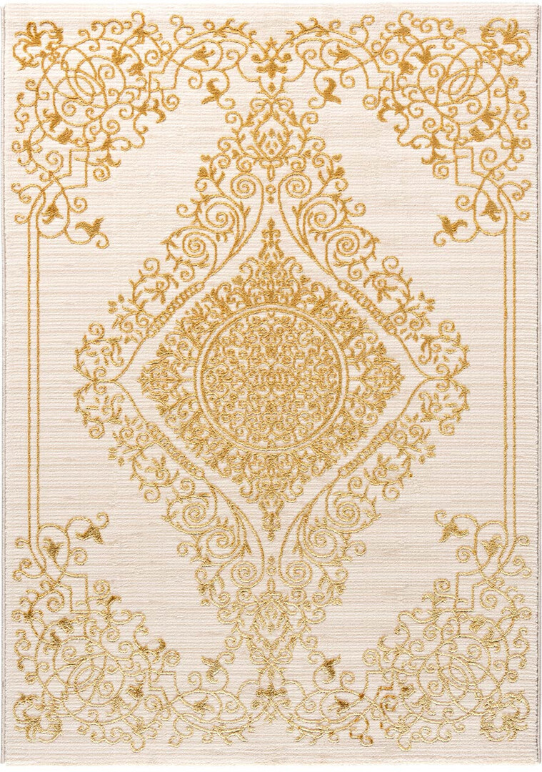 Tapis baroque brillant beige intérieur avec effet 3D Beaumont