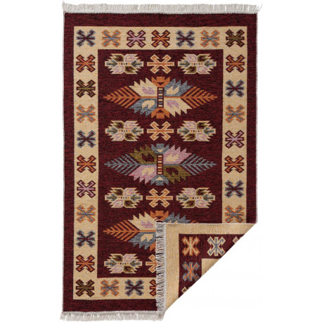 Tapis réversible plat kilim avec franges berbère Imlil