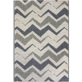 Tapis extérieur et intérieur bleu design effet 3D Damme