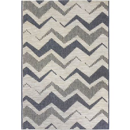 Tapis extérieur et intérieur bleu design effet 3D Damme