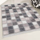 Tapis effet patchwork beige lavable en machine avec franges Hamont