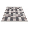 Tapis effet patchwork beige lavable en machine avec franges Hamont