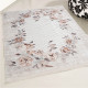 Tapis floral baroque taupe lavable en machine avec franges Herve