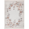 Tapis floral baroque taupe lavable en machine avec franges Herve