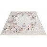 Tapis floral baroque taupe lavable en machine avec franges Herve