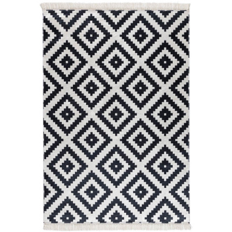 Tapis scandinave lavable en machine graphique blanc et noir Lessines