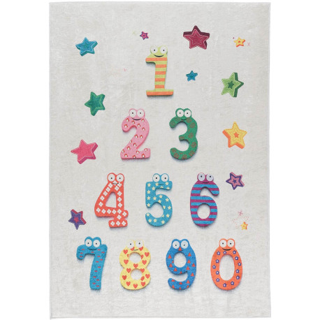 Tapis enfant crème plat lavable en machine Numbers