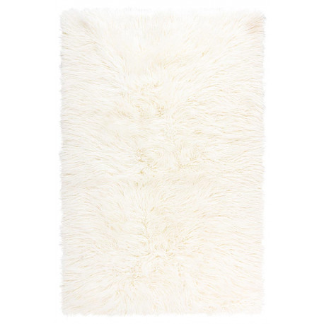 Tapis rectangle crème à longues mèches tufté main uni Liminka