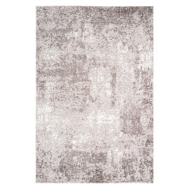 Tapis design avec effet 3D taupe rayé en polyester Alba