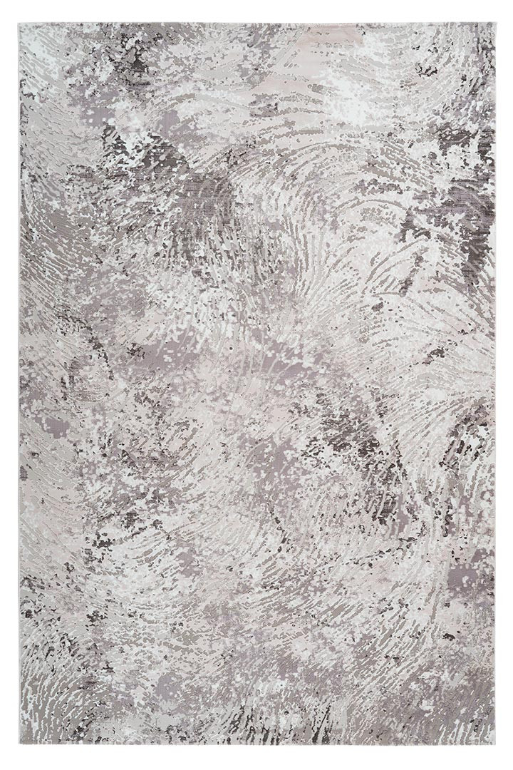 Tapis moderne rectangle rayé en polyester taupe Virginia