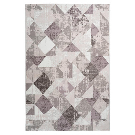 Tapis vintage polyester rectangle taupe rayé Monto