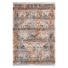 Tapis avec franges taupe rectangle vintage Hedmark