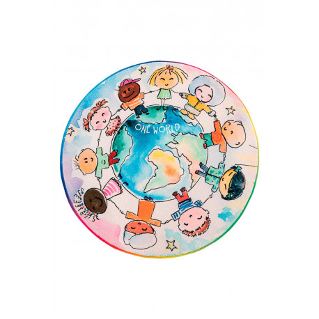 Tapis de chambre enfant rond multicolore One