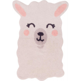 Tapis enfant lavable en machine ivoire Smile Like a Llama Lorena Canals