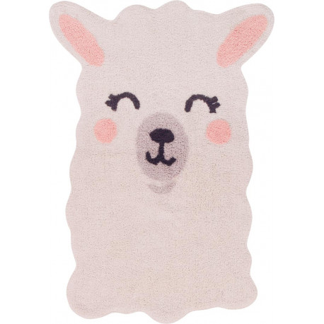 Tapis enfant lavable en machine ivoire Smile Like a Llama Lorena Canals