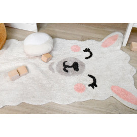 Tapis enfant lavable en machine ivoire Smile Like a Llama Lorena Canals