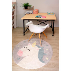 Tapis gris enfant lavable en machine rond Believe in Yourself Lorena Canals