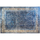 Tapis bleu vintage lavable en machine rayé Giovanni