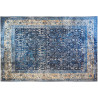 Tapis bleu vintage lavable en machine rayé Giovanni