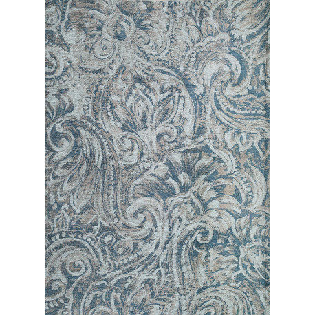 Tapis floral lavable en machine bleu jeans Latina